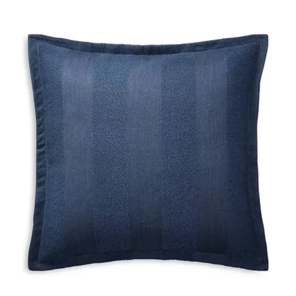 Ralph Lauren Eva Woven-Stripe Euro Sham in Dark Blue, NWT